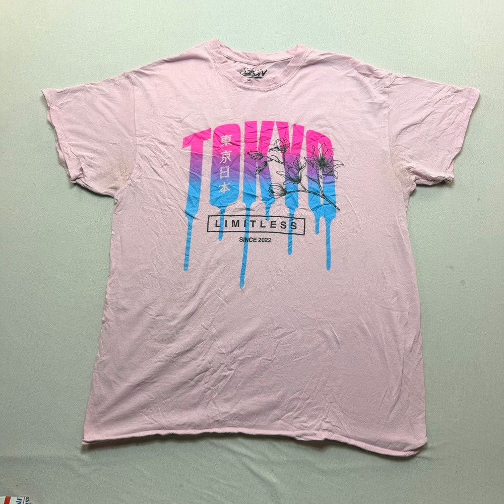 Popular Poison Graphic Tee Women Large Pink Good Limitless Floral 2022